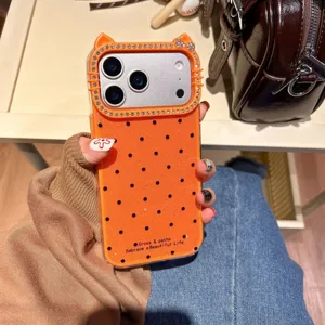 Fundas para iPhone con purpurina, lunares, orejas de gato bonitas y brillantes de strass.