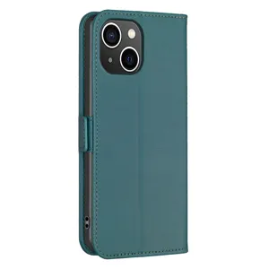 Donkergroene PU lederen flip telefoonhoes met magnetische sluiting voor optimale bescherming.