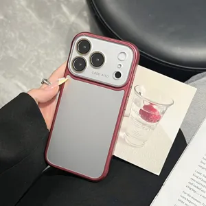 Gematteerd telefoonhoesje met groot cameraruit voor iPhone, volledige beschermhoes.