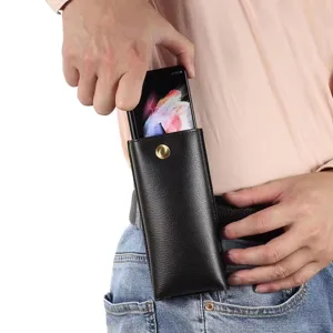 Universal Foldable Phone Holster Swivel Belt Clip Waist Bag For Samsung Z Fold 4 3 2 Huawei Mate Xs PU Leather Pouch Pouch Carabiner