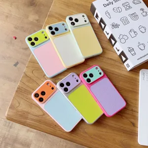 Coque de téléphone en cuir litchi dopamine colorée avec bloc de couleur pour apple iphone.