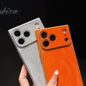 Coque de téléphone carrée texturée façon plume pour iPhone, grand design de fenêtre.