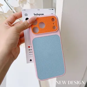 Vue détaillée de la magnifique coque iPhone texturée en cuir aux superbes couleurs.