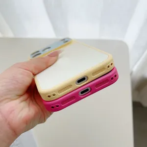 Coque de telephone en cuir motif litchi bicolore pour iPhone, protection anti-chute stylée.