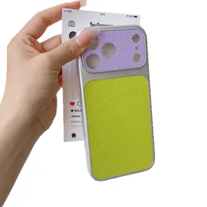 Coque de téléphone en cuir litchi bloc de couleur dopamine pour iPhone 17 Pro Max 16 15 antichoc