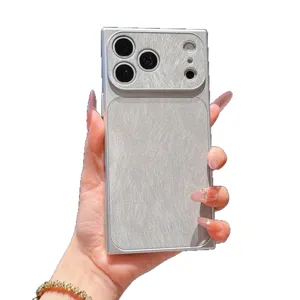 Coque de téléphone texturée à plumes carrées unies compatible avec iPhone accessoire moderne