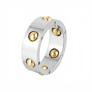 Bague en Acier Titane Plaqué Or 18K Avec Perles Rotatives Pour Femmes Style Sweet Cool Géométrique Anti-Stress Bague Empilable Bijoux