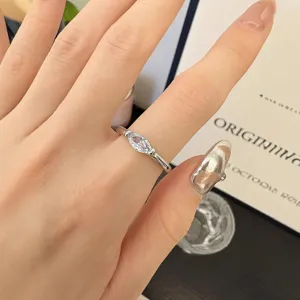Bague diamant zircon marquise élégante pour femme, bijoux de mode en acier titane.