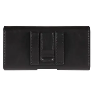 Heren zwart PU lederen telefoon riemholster etui voor 5.5 tot 6.7 inch smartphones dagelijks.