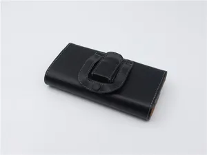 Funda de cuero negro para teléfono con clip de cinturón, bolsa de cintura protectora.