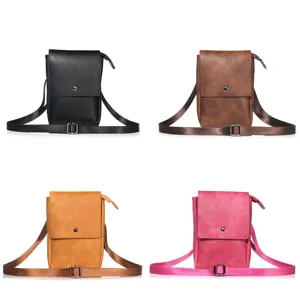 Multi-color vertical shoulder bag phone holster PU leather crossbody pouch for daily use.