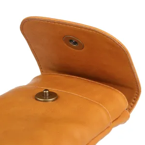 Herren braune Leder Handytasche Detail Magnetverschluss vertikale Gürteltasche Schlaufe