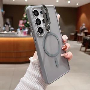 Coque de téléphone MagSafe avec support de caméra pour Samsung Ultra, coque arrière mate.