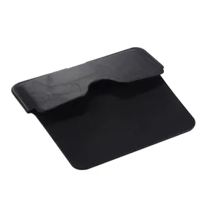 Black leather horizontal phone pouch case premium cowhide protective cover detail view