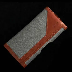 Oxford cloth and leather waist bag phone holster belt loop practical close-up view
