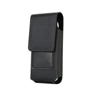 Universal Vertical Belt Clip Phone Pouch Faux Leather Nylon Card Slot Mobile Sleeve Bag Anti Theft Waist Hanging Holster Black Case For Smart Phones
