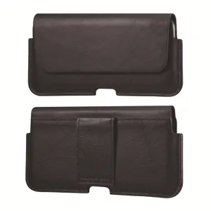 Brown Leather Horizontal Phone Holster Case Belt Pouch Loop for iPhone 12 Pro Max