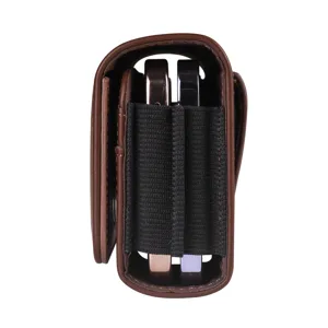 Bruine PU Leren Dubbellaagse Telefoon Holster Riemtas voor 5.5-6.7 Inch Smartphones