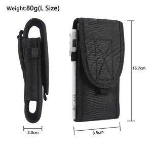 Etui de téléphone tactique taille L noir nylon sac utilitaire universel avec porte-stylo