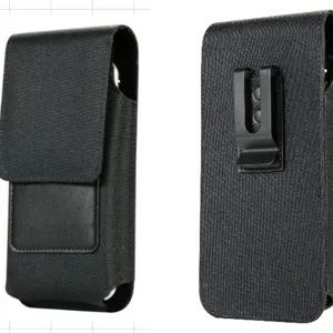 Vertical cell phone holster with belt clip, durable nylon pouch for 5 to 5.5 inch smartphones.