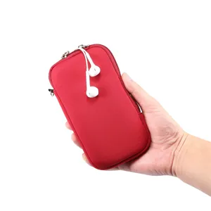 Custodia per cellulare con cerniera elastica rossa borsa a mano universale accessorio compatto