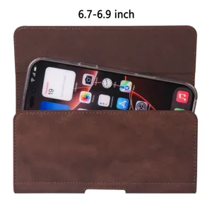 Braunes PU Leder Handyholster Gürteltasche für 6.7-6.9 Zoll große Smartphones im Alltag.