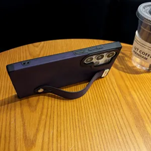 Fundato de teléfono de cuero ante retro de negocios con soporte de correa para Samsung
