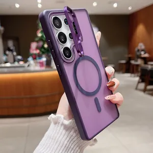 Coque de protection magnétique élégante pour Samsung S25 Ultra avec support de caméra.