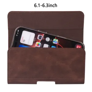 Universelle PU Leder Handytasche Holster Tasche für 6.1-6.3 Zoll Smartphones braunes Etui