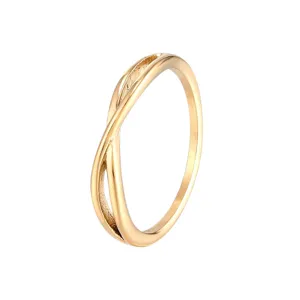 Bague croisée géométrique plaquée or en acier titane pour femmes, bijoux chic minimalistes.