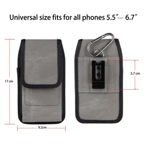 Universeel telefoonholster voor 5.5 tot 6.7 inch smartphones, duurzame heuptas met riemclip.