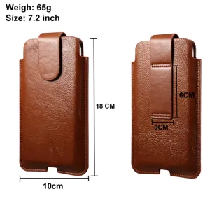 Braune Leder Handytasche mit praktischem Gürtelclip und starkem magnetischem Verschluss.
