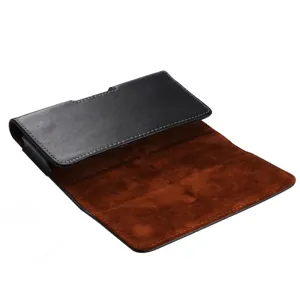 Leder Handy Gürteltasche mit weichem Samt Innenfutter Detailansicht für den täglichen Gebrauch