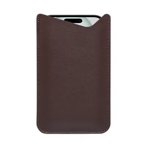 Ultra-thin PU leather slip-in mobile phone pocket sleeve pouch for universal smartphones.