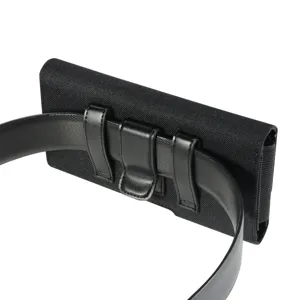 Minimalist Black PU Leather Nylon Cell Phone Belt Pouch Universal Smartphone Waist Bag Loop Case Wallet Belt Clip Holster For Outdoor Men Women Daily Travel Storage Protection