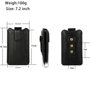 Universelle doppelschichtige Klapp-Gürteltasche Handyhülle 7,2 Zoll Herren Business Etui