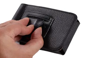 Étui de ceinture pour téléphone en cuir noir motif litchi, vue détaillée pour iPhone 6.