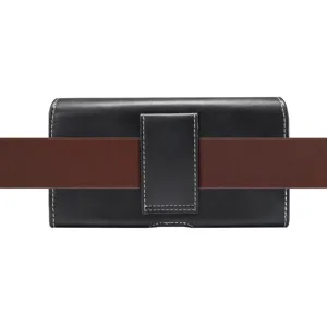 Funda de teléfono móvil horizontal de piel sintética para hombre, bolso de cintura.