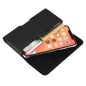 Black canvas phone holster waist bag compatible with iPhone 12 Pro Max card holder