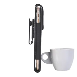 Vertical leather phone holster with rotating belt clip, durable utility pouch for men daily use.