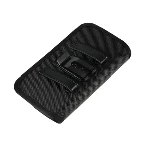 Durable oxford nylon phone holster with belt clip and loops, horizontal waist pouch design.