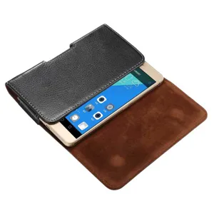 Universelle Handytasche aus Leder mit Güteclip und weichem Samtfutter für Smartphone.