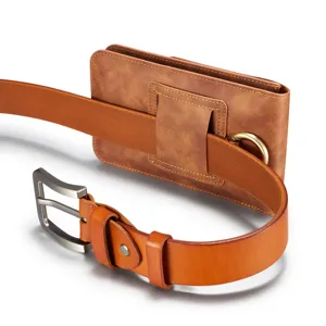 Universale 6,5 Zoll Leder Handy Gürteltasche Doppelschicht Gürtel Holster für Smartphone.