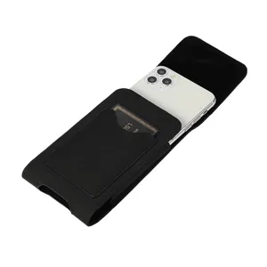 Schwarze Nylon Handytasche vertikal mit Kartenfach und Gürtelschlaufe für Herren