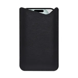 Slim PU leather slip-in mobile phone pouch case sleeve for universal smartphone models.