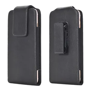 Business Men Vertical Phone Pouch Swivel Belt Clip TPU Leather Look Holster Belt Loop Waist Bag Solid Color Protective Cover
