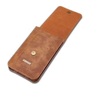Braune Leder Handytasche Gürteltasche mit Kartenfächern und Magnetklappe für 6,5 Zoll Handy.