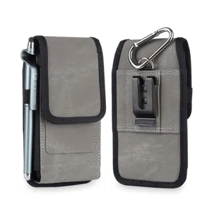 Heren Zakelijke Nylon Canvas Telefoontasje Riemlus Heuptasje Smartphone Hoesje RFID Blokkering Telefoon Portemonnee Met Karabijnhaak Stylus Pen Slot