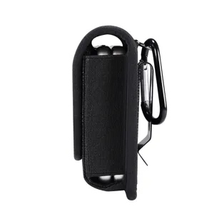 Durable black universal foldable phone pouch featuring belt clip and metal carabiner.