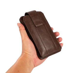 Herren Leder Doppelschicht Taille Handytasche Gürtelholster für Business Outdoor Alltag.